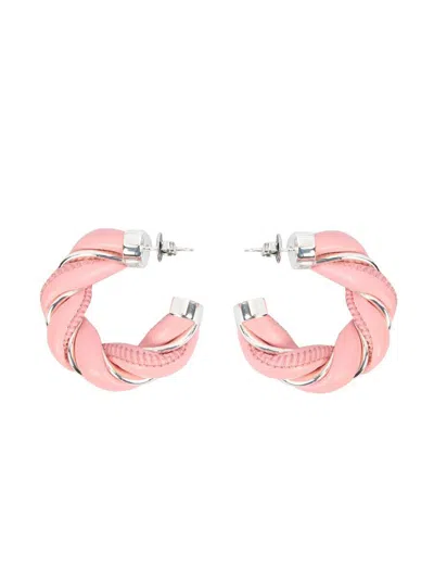 Bottega Veneta Women Braided Hoop Earrings In Pink