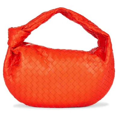 Bottega Veneta Women Mini Jodie Leather Handbag With Intrecciato Motif In Orange