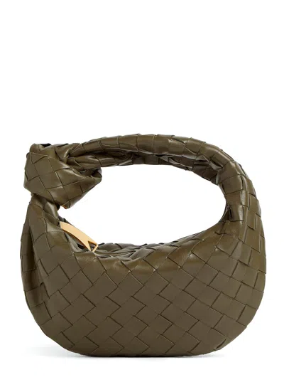Bottega Veneta 'jodie' Green Mini Handbag With Knot Detail And Intrecciato Motif In Leather Woman