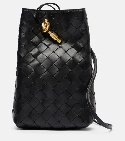 Bottega Veneta Jodie Intrecciato Mini Leather Shoulder Bag In Black
