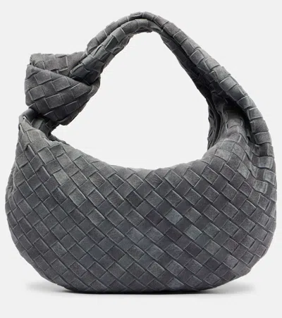 Bottega Veneta Jodie Intrecciato Small Suede Tote Bag In Gray