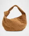 Bottega Veneta Jodie Intrecciato Suede Shoulder Bag In Brown