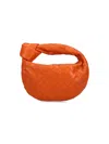 Bottega Veneta Women Mini Jodie Leather Handbag With Intrecciato Motif In Orange