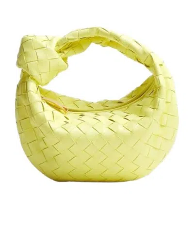 Bottega Veneta Mini Jodie Intrecciato Leather Top Handle Bag In Sherbert/gold