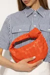 Bottega Veneta Women Mini Jodie Leather Handbag With Intrecciato Motif In Orange