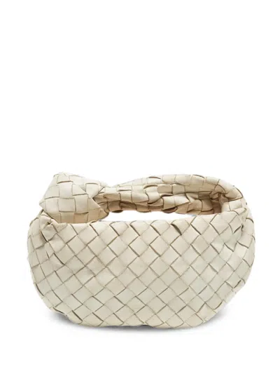 Pre-owned Bottega Veneta Jodie Mini Intrecciato Tote Bag In White