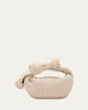 Bottega Veneta Mini Jodie Knitted Wool Top Handle Bag In Dune Melange-silver