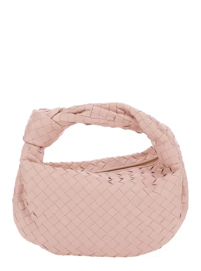 Bottega Veneta 'jodie' Pink Small Handbag With Knot Detail And Intrecciato Motif In Leather Woman