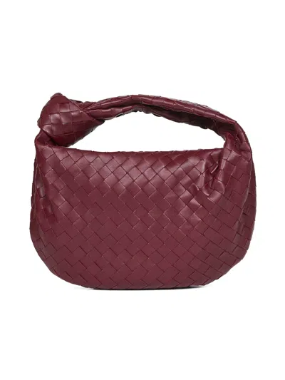 Bottega Veneta Jodie Small Leather Handbag With Intrecciato Motif In Red