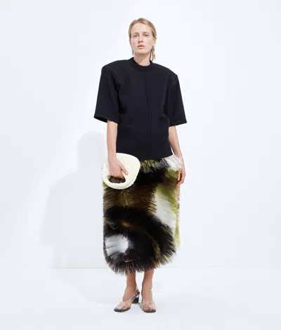 Bottega Veneta Fringed Embroidery Skirt In Black