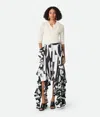 Bottega Veneta Printed Ruffle Skirt In Chalk/black
