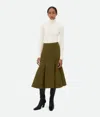 Bottega Veneta Dark Green Wool Skirt In Olive Oil