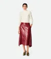 Bottega Veneta Shiny Leather Skirt In Rosewood