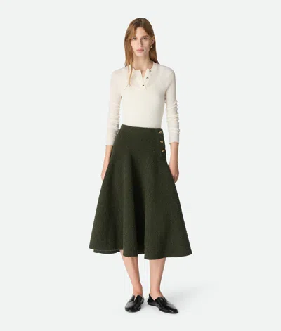 Bottega Veneta Wool Bouclé Skirt In Green