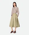 Bottega Veneta High Waist A-line Skirt With Front Pleat In Travertine