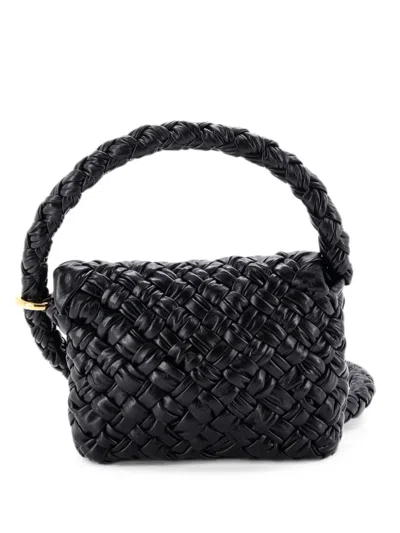 Pre-owned Bottega Veneta Kalimero Citta Intrecciato Plisse Leather Shoulder Bag In Black