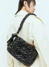 Bottega Veneta Kalimero Città Gathered Intrecciato Leather Shoulder Bag In Black
