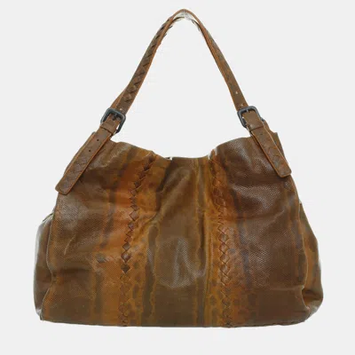 Pre-owned Bottega Veneta Karung Shoulder Bag In Brown