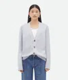 Bottega Veneta Relaxed Fit Knitwear With Intrecciato Leather Patches In Blue