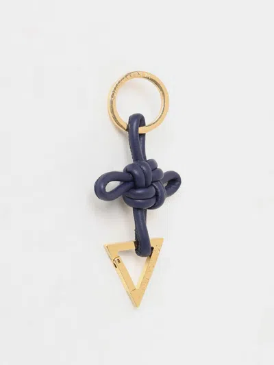 Bottega Veneta Women Triangle Leather Keyring In Blue