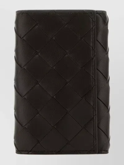 Bottega Veneta Keyring Case Leather Intrecciato Motif In Brown