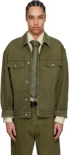 Bottega Veneta Denim Jacket With Collared Design And Pockets In Green