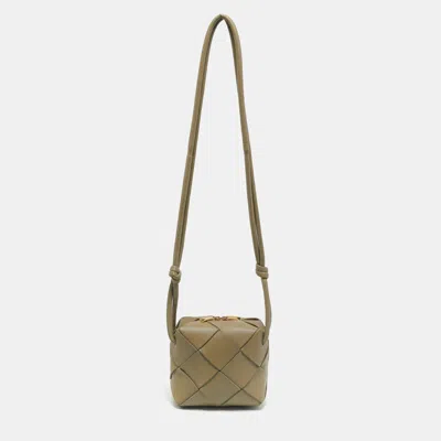 Pre-owned Bottega Veneta Khaki Green Intrecciato Leather Mini Cassette Camera Bag