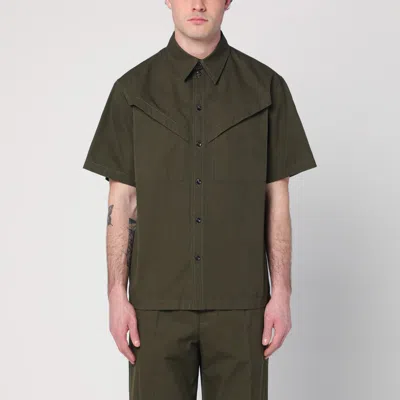 Bottega Veneta Khaki Green Shirt In Cotton