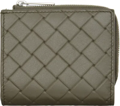 Bottega Veneta Khaki Intrecciato Stamp Bi-fold Wallet