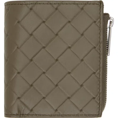Bottega Veneta Khaki Intrecciato Stamp Bi-fold Wallet In 3227
