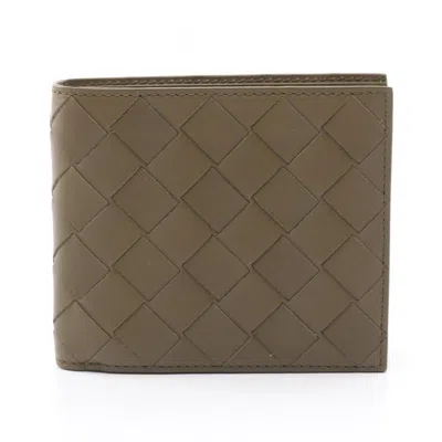 Pre-owned Bottega Veneta Khaki Intrecciato Wallet (bi-fold) () In Brown