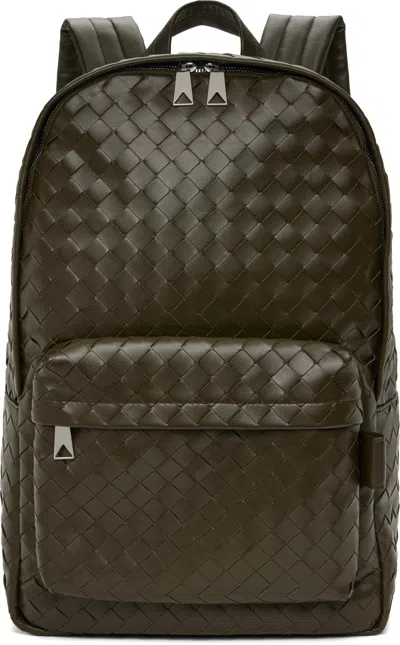 Bottega Veneta Khaki Medium Intrecciato Backpack In Kaki 3386