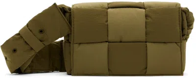 Bottega Veneta Khaki Small Tech Cassette Messenger Bag In 2877-mud-silver