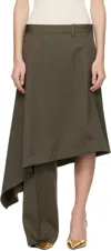 Bottega Veneta Khaki Wool Subtle Stripe Skirt Trousers