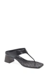 Bottega Veneta Bordeaux Thong Sandals With Kitten Heel And Sole With Intrecciato Motif In Leather Woman In Black