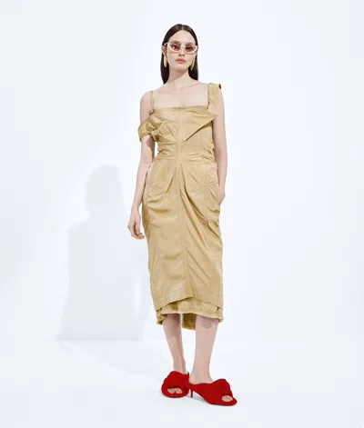 Bottega Veneta Bottega  Veneta Washed Silk Taffeta Dress In Brown