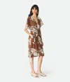 Bottega Veneta Tasseled Printed Silk And Cotton-blend Shantung Dress