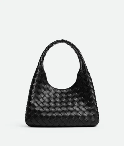 Bottega Veneta Small Leather Intrecciato Campana Shoulder Bag In Black
