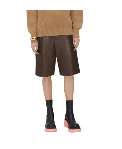 Bottega Veneta Knee-length Leather Shorts In Brown