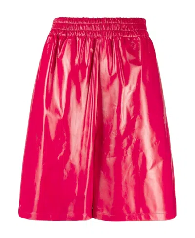 Bottega Veneta Knee-length Leather Shorts In Red