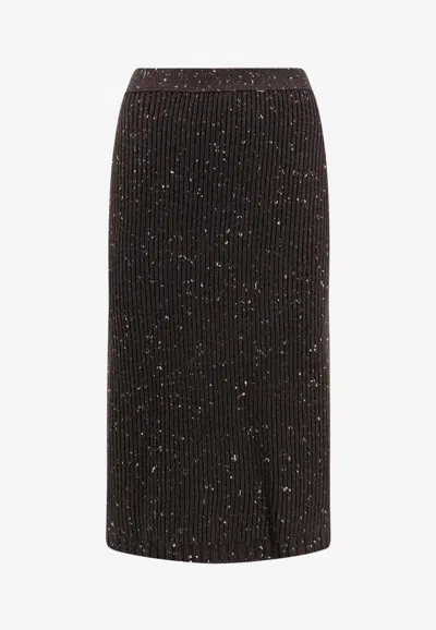 Bottega Veneta Knee-length Wool Skirt In Brown