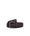 Bottega Veneta Knit Buckle Ring Hole Eye Belt In Black