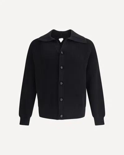 Bottega Veneta Ribbed Cotton Cardigan In Black