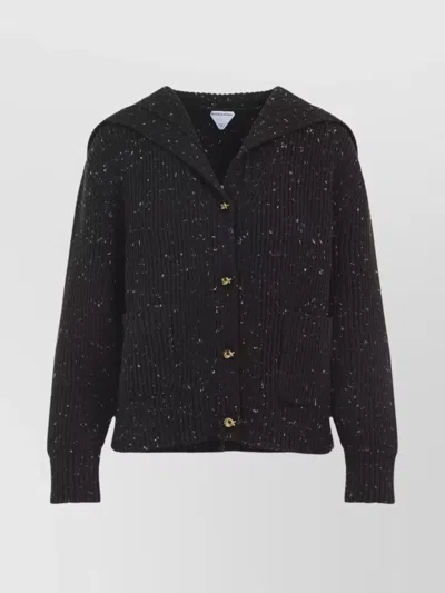Bottega Veneta Knit Cardigan With Collar And Pockets In Black