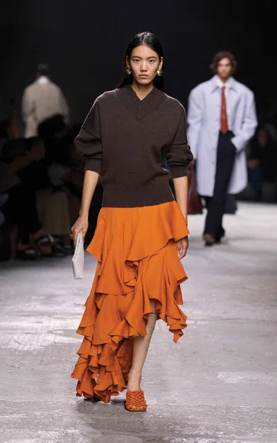 Bottega Veneta Knit Cotton Sweater In Brown