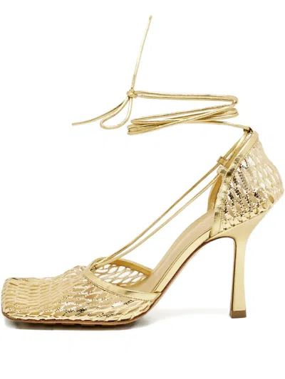 Pre-owned Bottega Veneta Knit Leather Pumps In Gold