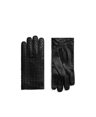 Bottega Veneta Knit Pattern Gloves In Black