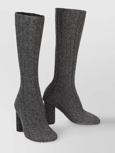 Bottega Veneta Knit Ribbed Ankle Boots With Block Heel