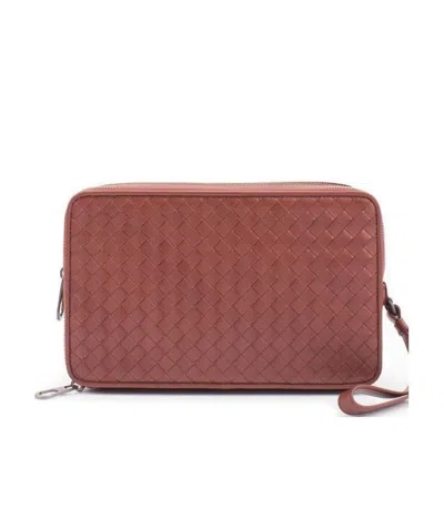 Bottega Veneta Knitted Clutch In Brown