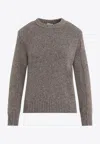 Bottega Veneta Knitted Crewneck Sweater In Gray